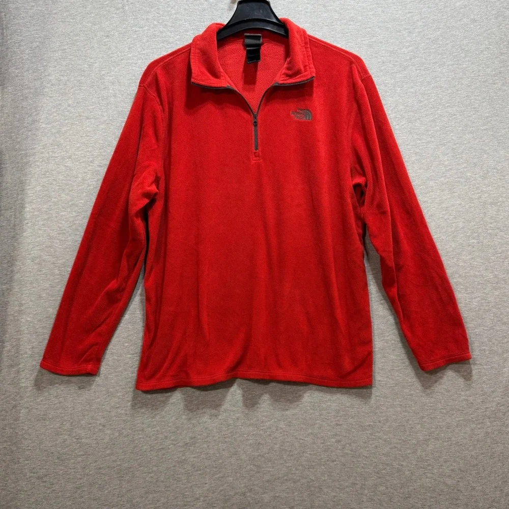 The North Face Fleece Pullover Jacket Mens XL Red Lightweight 1/4 Zip Polartec